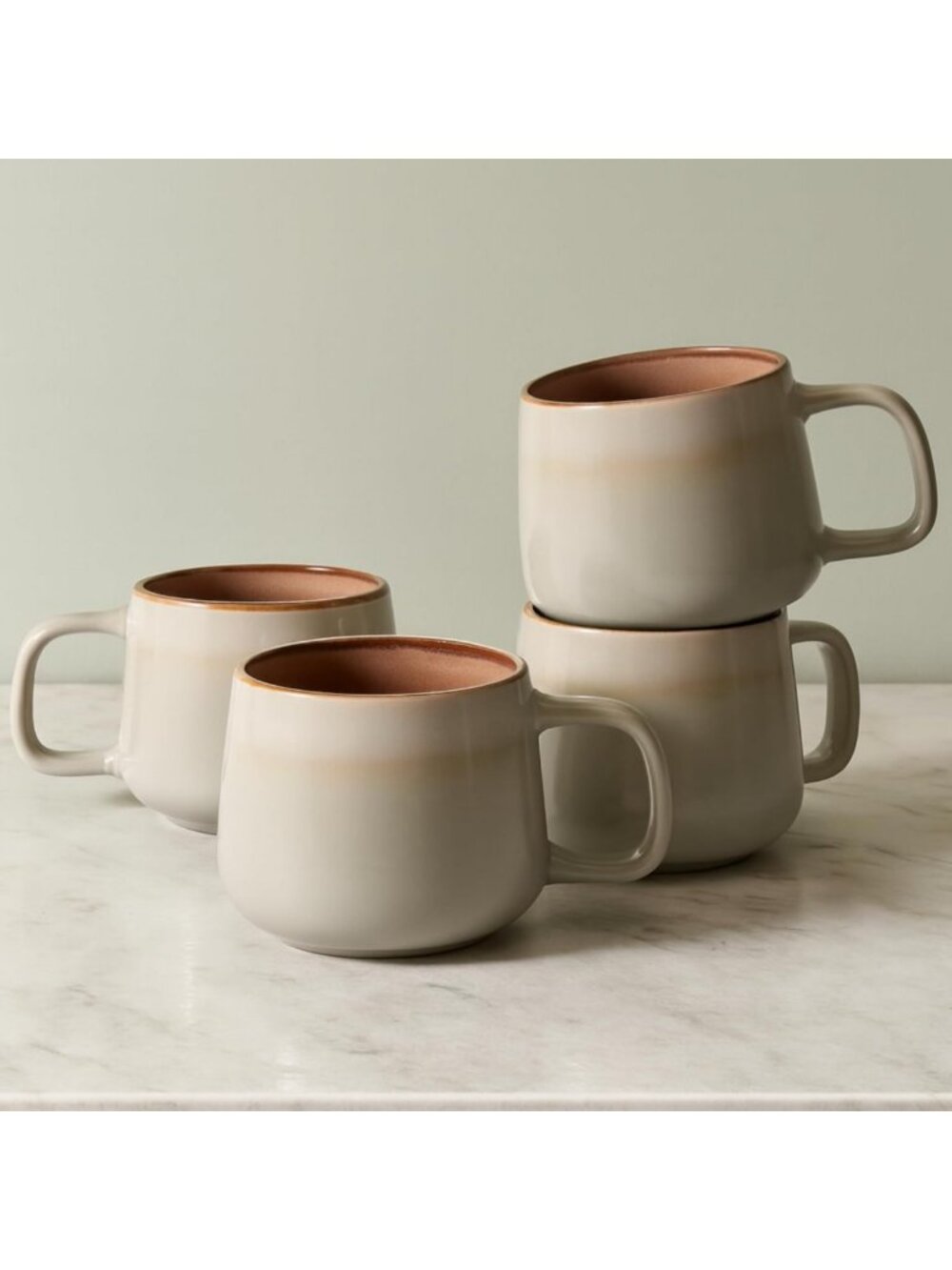 Set of 4 Stoneware Ceramic Coffee Mugs | 12 oz | Sage Ash | Stylish Kitchen